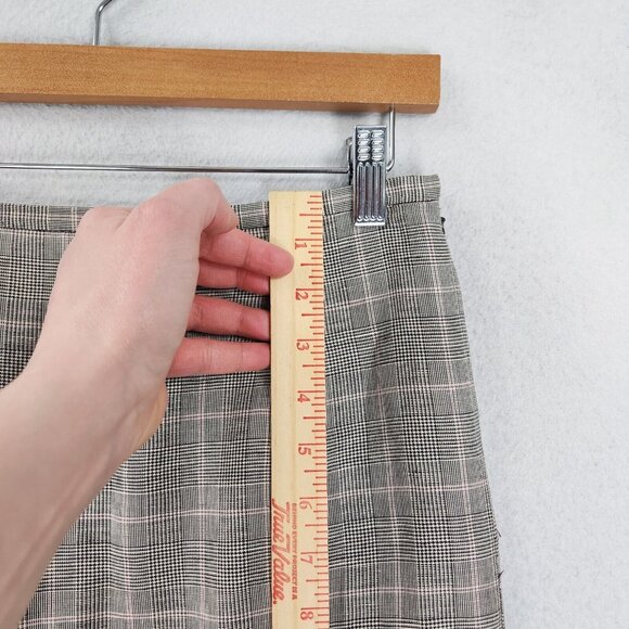 Ann Taylor Skirt Women 8 Black Pink Houndstooth Linen Blend Peplum Pencil Ruffle - Picture 6 of 12